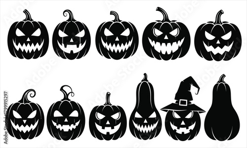Spooky Halloween Collection of Carved Pumpkin Designs