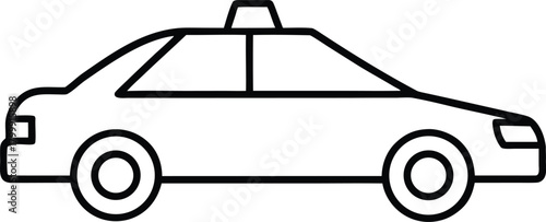Simple Line Art Icon of a Taxi Cab with a Light on Top