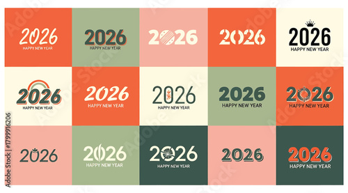 Collection of diverse typographic designs and artistic representations of the year 2026, showcasing various fonts, styles, and creative interpretations for the upcoming year