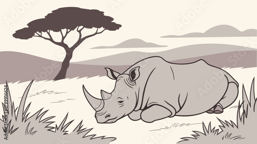 2D Rhino Sleeping Peacefully While Visitors Bang Fence for Attention