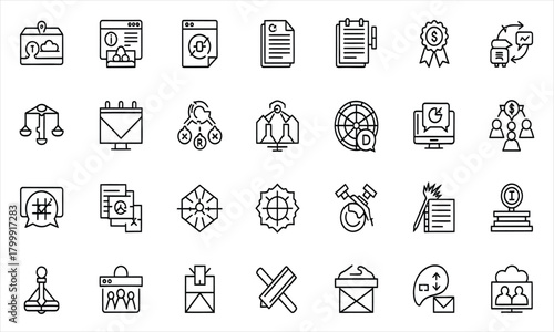 Business and finance icons for online services and corporate presentations