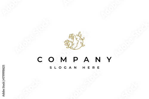 beauty women logo with flower floral icon. creative unique premium concept vector