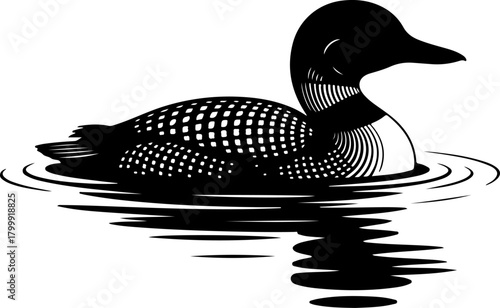 Duck loon silhouette vector illustration