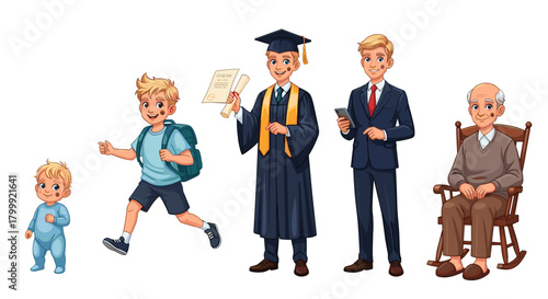 Lifecycle Stages Visualizing Development from Infancy to Elderly in a Timeline