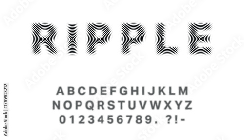 Ripple wave font with concentric line pattern effect