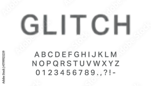 Glitch effect font with vertical line distortion on letters