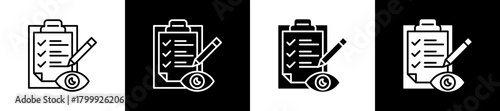 Controlling icon set in line and glyph style on black and white background