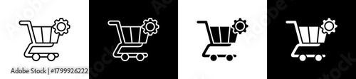Procurement icon set in line and glyph style on black and white background