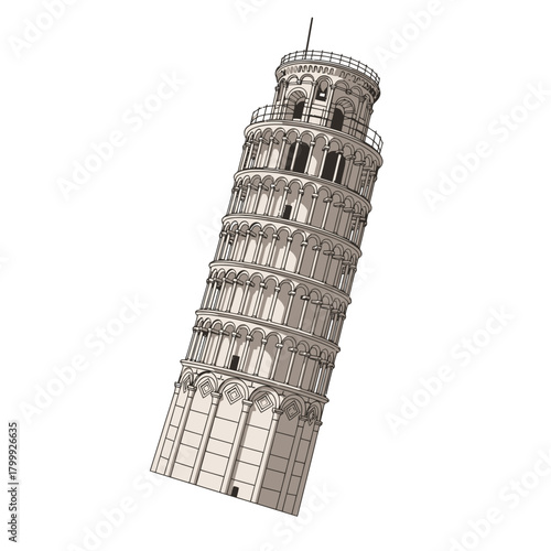 Leaning Tower of Pisa Italy Vector