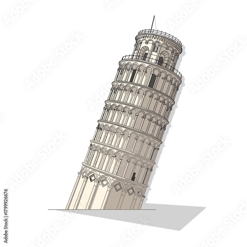 Leaning Tower of Pisa Italy Vector