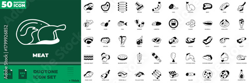 Meat Duotone Editable Icons set