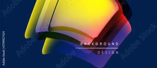 Abstract colorful layers create dynamic visual effect. Gradient hues blend, forming modern background design. Brightness contrasts with dark space.