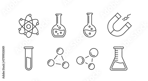 Science and chemistry line icons isolated on, vector illustration