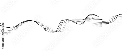Flowing Dot Wave halftone gradient pattern on transparent background	
