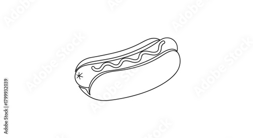 Hot dog with mustard on a bun isolated on