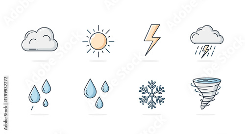 Weather icons set isolated on for weather forecast and climate