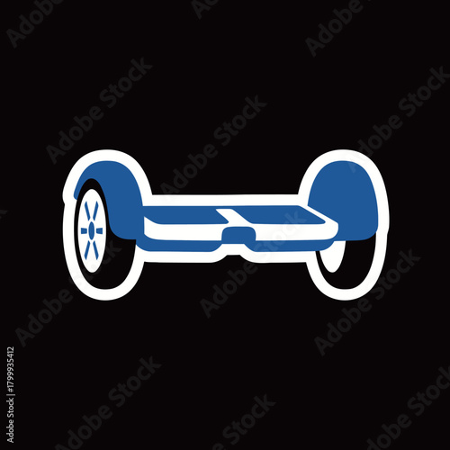 Blue Hoverboard Sticker Vector: Self-Balancing Scooter in Flat Design for Modern Transportation, Technology, and Leisure