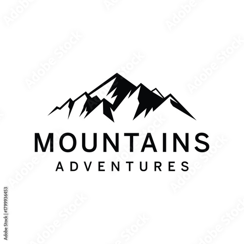 Vintage Hand Drawn Retro Mountain logo design vector template
