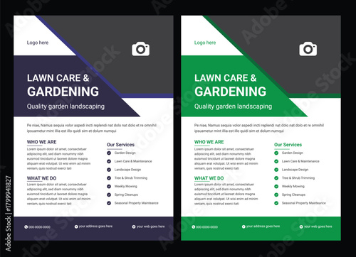 Lawn and gardening service flyer design template.mower landscaping garden service flyer.lawn care garden or landscaping services Tree and gardening service poster leaflet design.Tree and gardeni