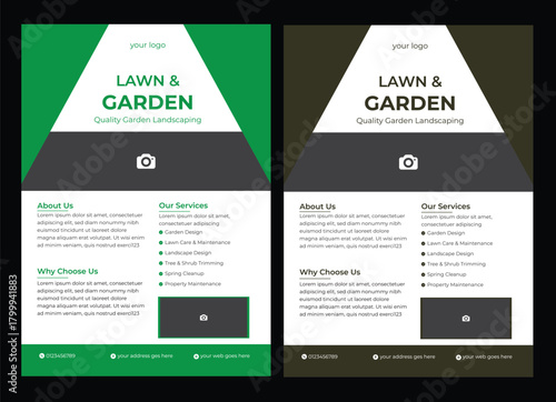 This editable social media flyer template enhances your garden services' online presence. It is perfect for promoting landscaping gardening and lawn care social media post design flyer, lawn mower cut