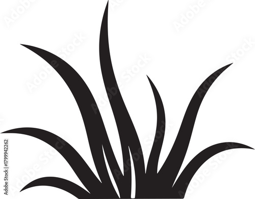 Simple black grass silhouette on white background