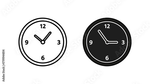 Clock icon set simple flat vector design element isolated on white background for app and web design