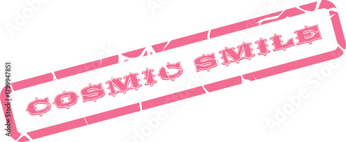 Cosmic Smile Pink Distressed Grunge Style Official Seal or Decorative Label