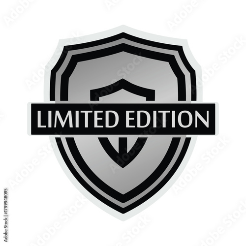 Silver limited edition shield isolated on a symbol of exclusivity and premium quality