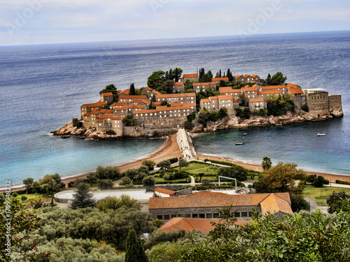 The charming island of Sveti Stefan. Montenegro
