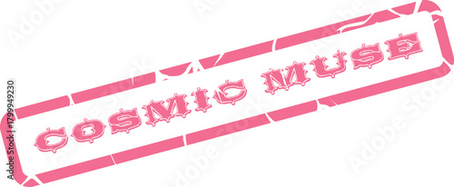 Stylish Pink Cosmic Muse Rectangular Grunge Stamp Effect for Design Projects