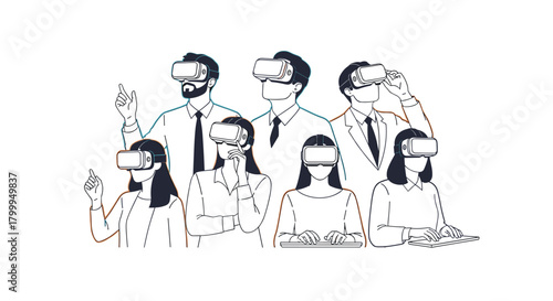 Diverse team explores virtual reality, embracing innovation and future technology in a modern, collaborative workspace