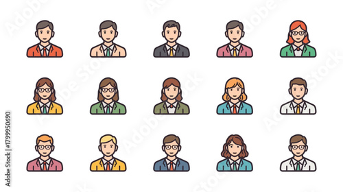 Collection of diverse professional avatar icons.