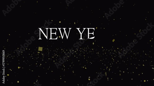 Happy New Year 2026 Celebration Video with Colorful Confetti Falling on a Dark Background, Smooth Animated Text Reveal, Perfect for New Year Greetings, Holiday Events, Party Invitations.
