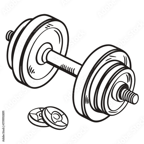 a-simple-black-and-white-line-drawing-of-a-dumbbel.eps