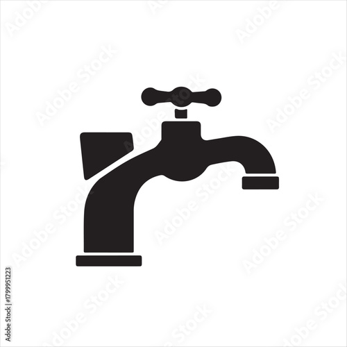Black and white tap icon simple water source illustration vector