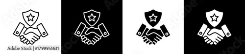 Reliability icon variations in line and glyph style on black and white background