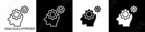 Skills icon variations in line and glyph style on black and white background