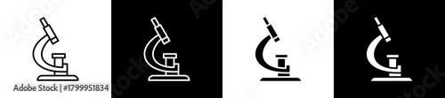 Research icon variations in line and glyph style on black and white background