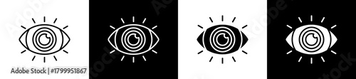 Awareness icon variations in line and glyph style on black and white background