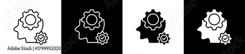 Potential icon variations in line and glyph style on black and white background