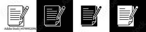 Examination icon variations in line and glyph style on black and white background