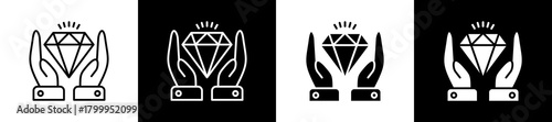 Value icon variations in line and glyph style on black and white background