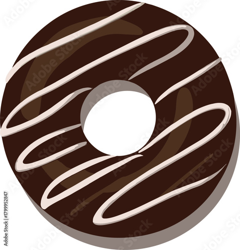 Donut with chocolate glazing isolated icon