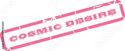 Cosmic Desire passionate pink rectangular distressed rubber stamp with grunge style for design elements