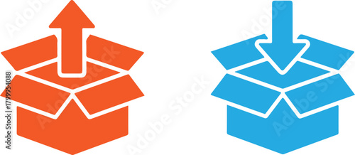 Delivery Dynamics Outgoing and Incoming Package Icons for Shipping Services and E-Commerce Logistics Solutions