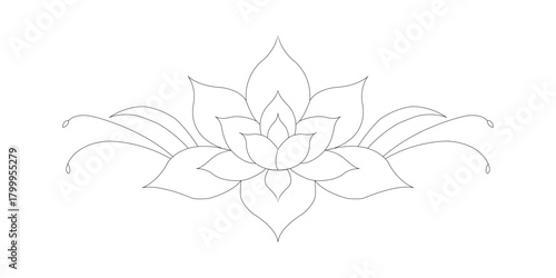 Elegant floral ornament with delicate petals and leaves isolated on transparent background
