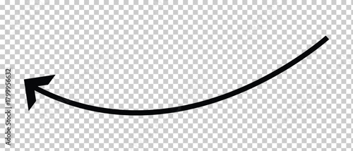 set of long curved arrow icon, arrow icon, curly wave arrow icon.