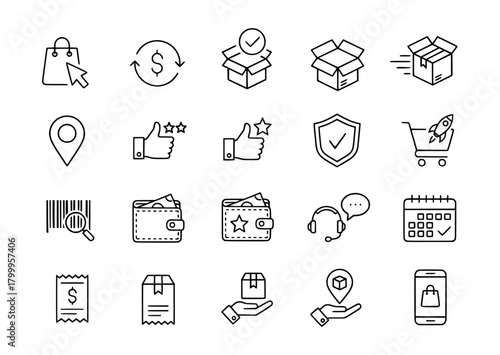 E-commerce and Online Shopping Icons Seamless Experience