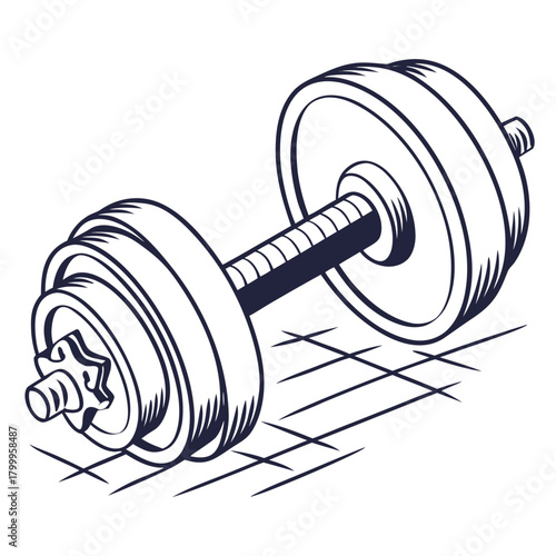 Strong hand lifting heavy dumbbell fitness icon