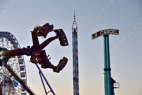 Ferris wheel. Observation. Ferris wheel with cabins for visitors. Attraction for viewing city from height. Gran Canaria. Canary Islands